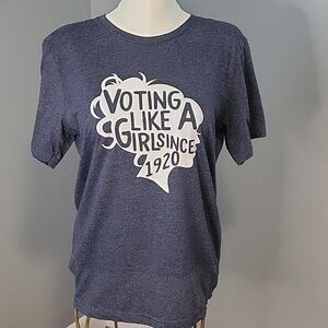 Bella Canvas Voting Like A Girl Since 1920 Heather Blue Graphic T-Shirt Size M